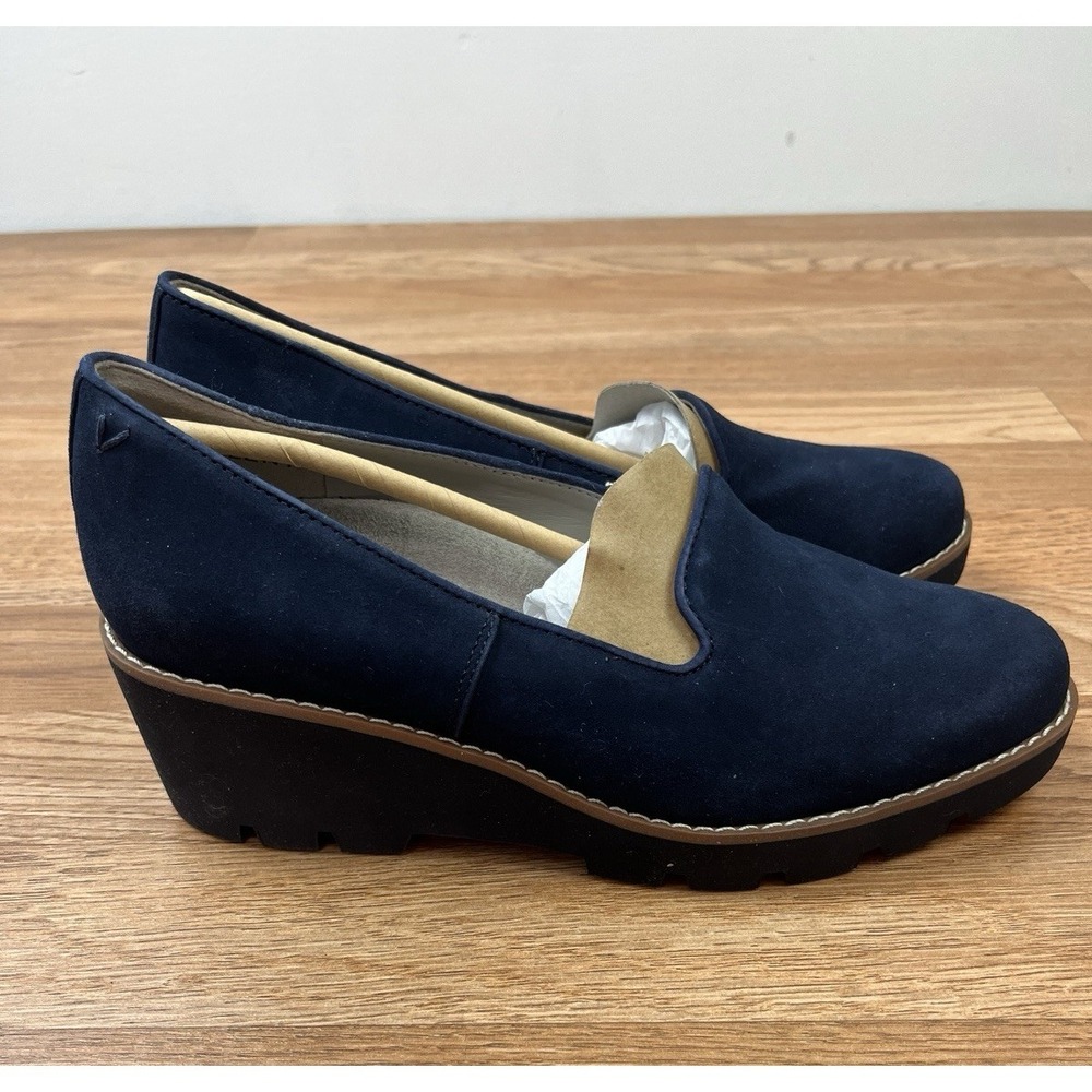 Vionic Willa Wedge Navy Blue‎ Suede Women's Size 8.5 WIDE NEW - Picture 8 of 11